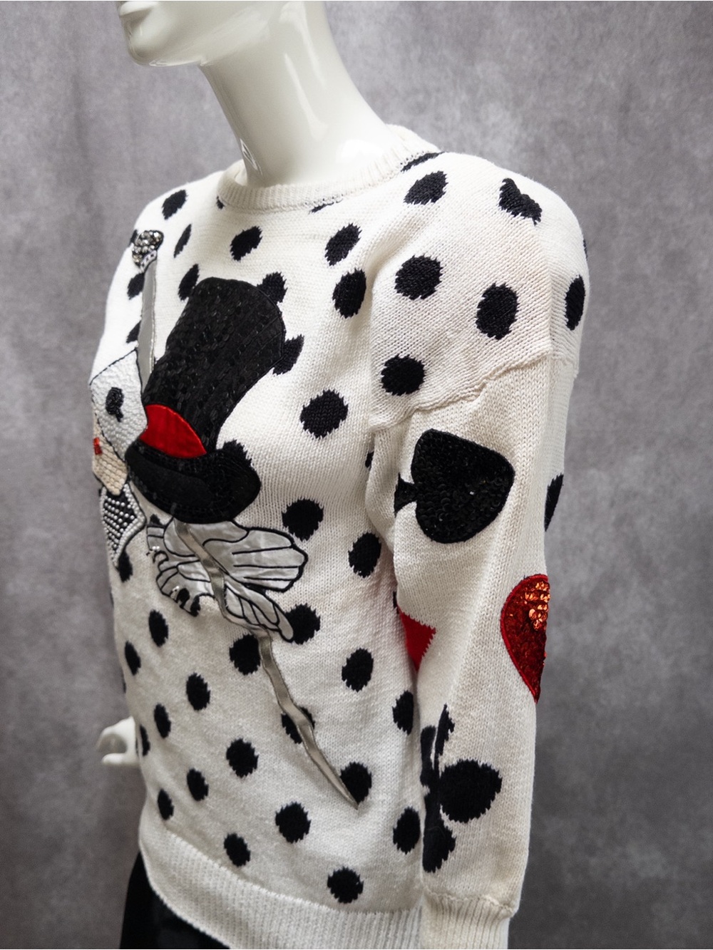 Vintage Bonnie Boerer Magician Illusionist Sequin Embellished Polka Dot Sweater - Picture 9 of 12